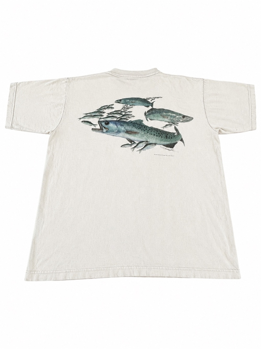 Vintage Columbia Sportswear USA Made Salmon Fish Graphic Pocket Tee Large